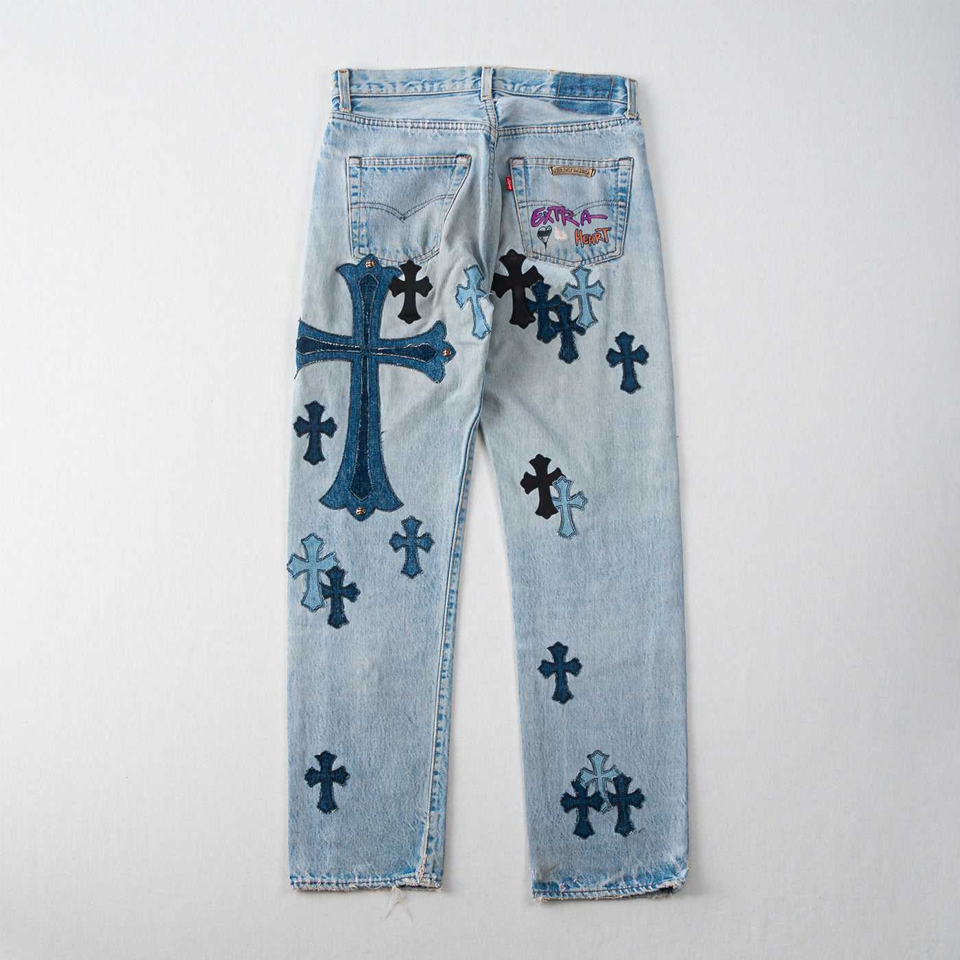 Chrome Hearts Multi-Colored Cross Patches Jeans